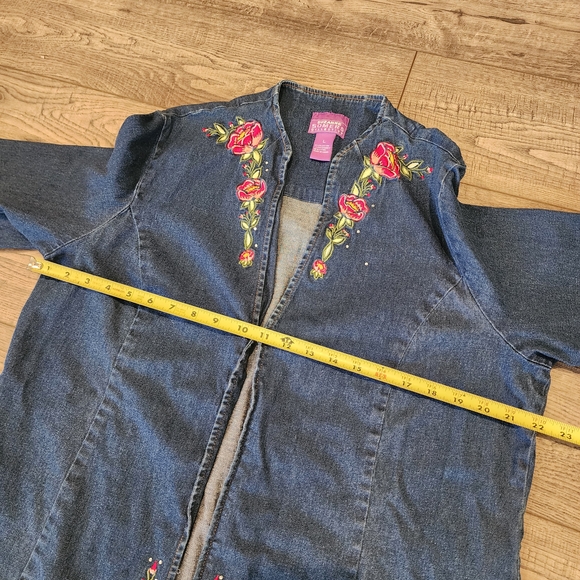 VTG Suzanne Somers Collection Denim Jean Jacket and Pant Embroidered Size L /S - Picture 6 of 16
